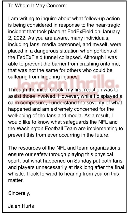 NFL Exposed For Fixing FedEx Field Collapsed Railing with Zip Ties After Jalen Hurts Emotional Letter Asking for a Real Response