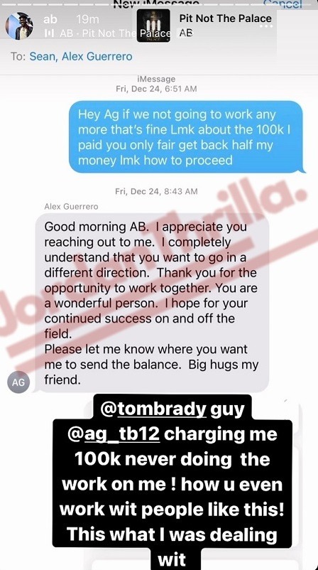 Antonio Brown AB Leaked Text Messages to Bruce Arians. Antonio Brown text message Exposes Tom Brady Personal Trainer Alex Guerrero $100k Scam.