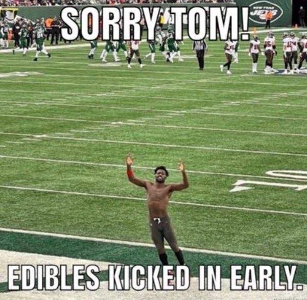 NFL Antonio Brown memes talking about edibles and Tom Brady,