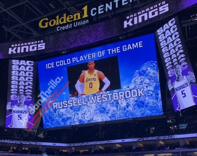 Kings Arena Trolls Russell Westbrook with 'Ice Cold Player of the Game' Award After He Helps Them Beat Lakers