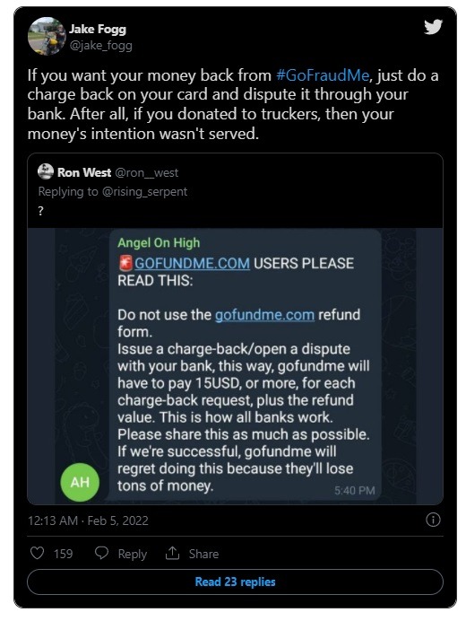 Hashtag #GoFraudMe (GoFraudMe) Goes Viral After GoFundMe Withholds Funds From 'Freedom Convoy' Truckers Anti-vaxxer Protesters. GoFundMe Backtracks on Withholding Funds From Freedom Convoy Truckers' GoFundMe Campaign After 'GoFraudMe' Hashtag Goes Viral