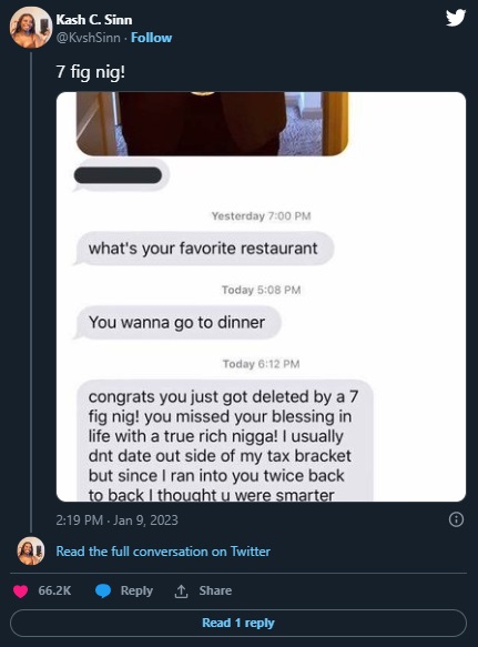 Leaked Text Messages from 7 Figure Simp Who Got Left on Read and Curved By Female Leads to Viral Roast Session on Twitter. '7 Fig Nig' origin