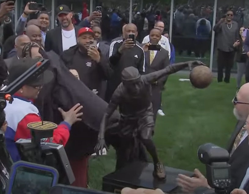 Allen Iverson's Small Statue 'Ankle Breaking' outside the Sixers Training complex