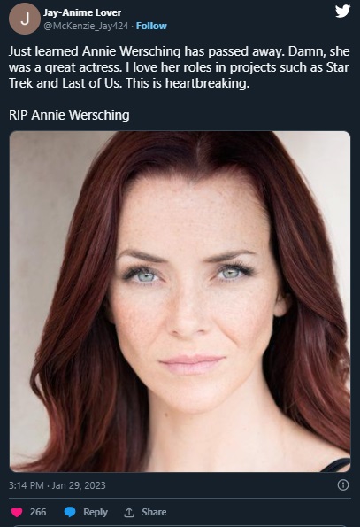 Gamers React to Annie Wersching aka Tess from 'Last of Us' Dead at Age 45