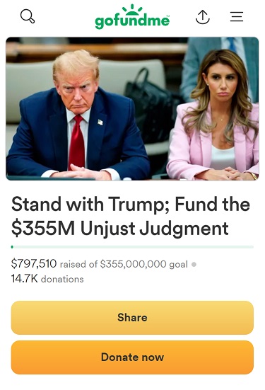 Donald Trump GoFundMe campaign picture