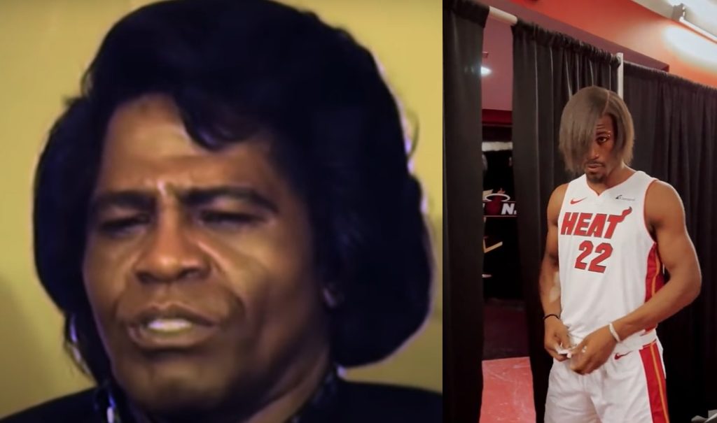 Jimmy Butler's Permed Hair at Heat Media day Side by Side with James Brown's Iconic Hair