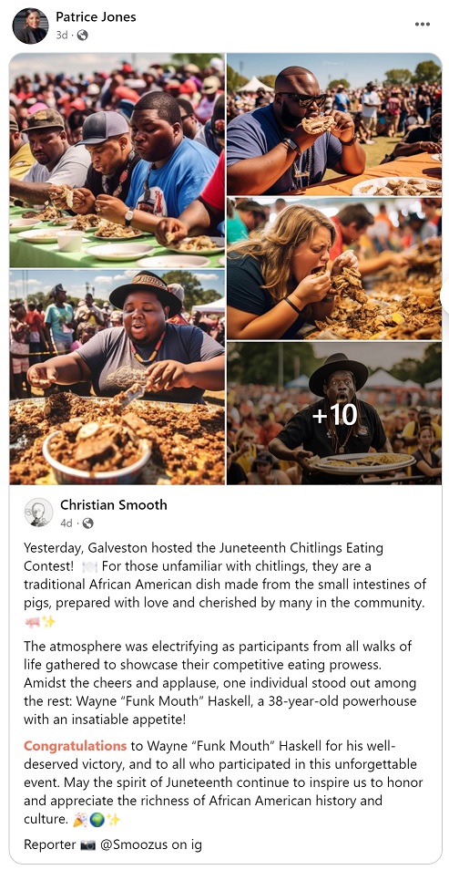 Wayne 'Funk Mouth' Haskell Wins Juneteenth Chitlings Eating Contest in Galveston