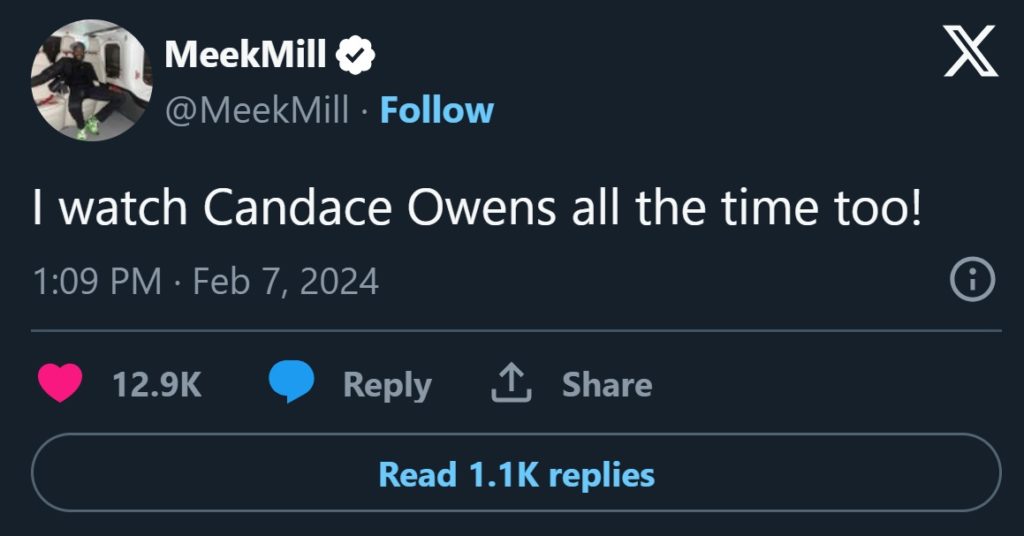 Is Meek Mill a Trump Supporter? Or Just a Candace Owen's Fan?