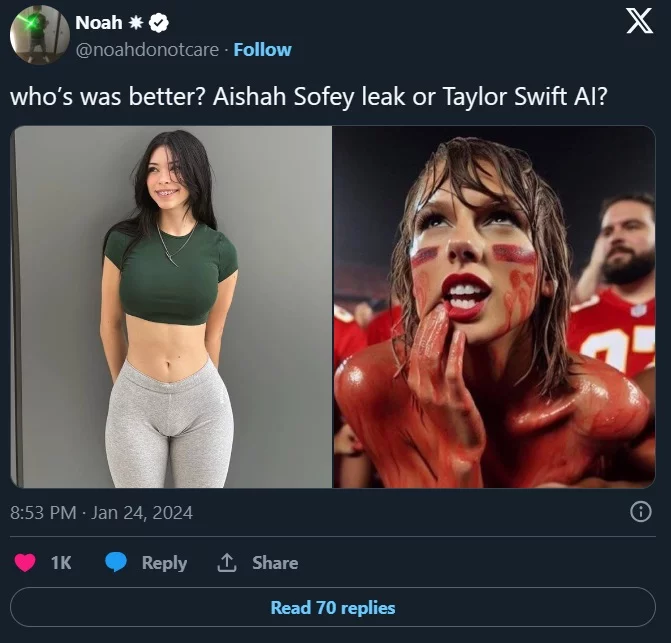 Taylor Swift AI image covered in red substance