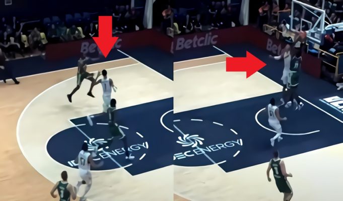Victor Wembanyama 360 Block on Alley-oop Attempt Stops 2 on 1 Fast Break Transition Play in Viral Video
