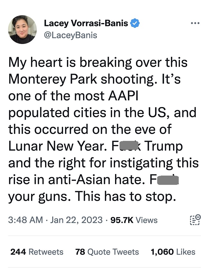 Andy Ngo Calls out Left-Wing Activists Who Incorrectly Claimed Monterey Park Mass Shooter Was a White Supremacist
