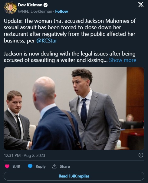 Picture showing Aspens Restaurant and Lounge closed down after Jackson Mahomes drama