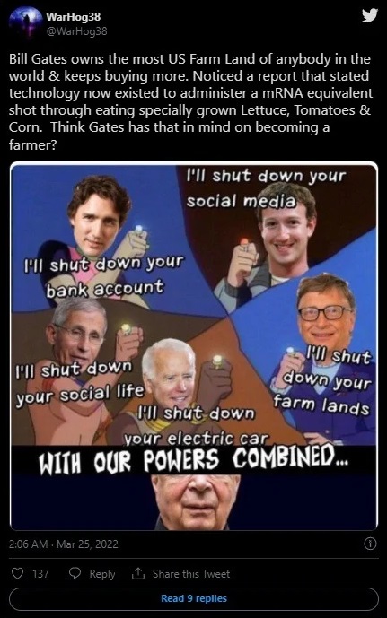 Reaction to Bill Gates farmland mass vaccination conspiracy theory