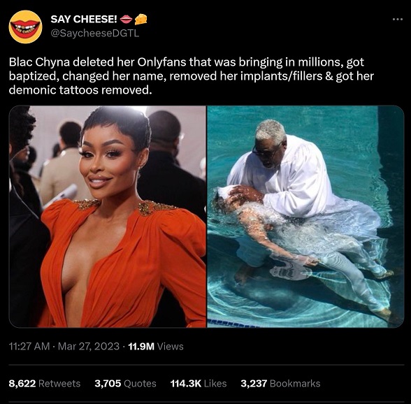 Conspiracy Theory Blac Chyna Escaped Illuminati Trends After She Deleted Her OnlyFans, Removed Demonic Tattoos, and Her Implants