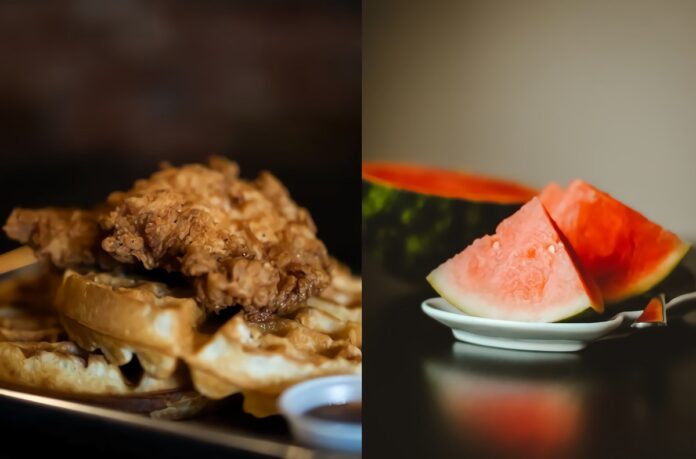 black-history-month-chicken-waffle-watermelon-meal-new-york-school