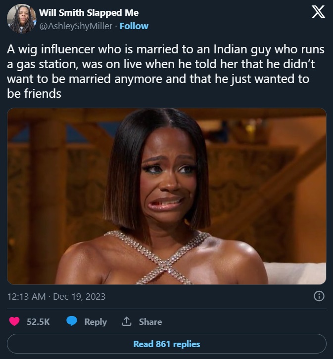 Social Media Reaction to the Indian Man Telling His Wig Influence Wife He Doesn't Want to Be Married