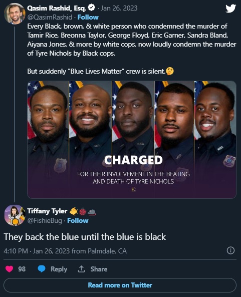Civil Rights Lawyer Qasim Rashid Insinuates 'Blue Lives Matter' Silence About Tyre Nichols Alleged Murder by 5 Black Cops is Proof They are a Racist Movement