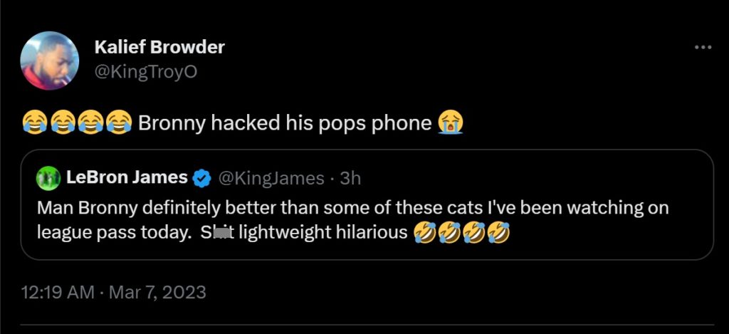 Bronny James hacked Lebron's twitter account joke