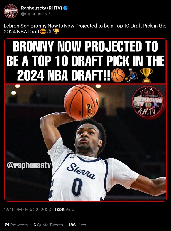 People are Shocked Bronny James is Projected to Be Top 10 Draft Pick in 2024 Draft Days After Disastrous Playoff Performance Against Notre Dame