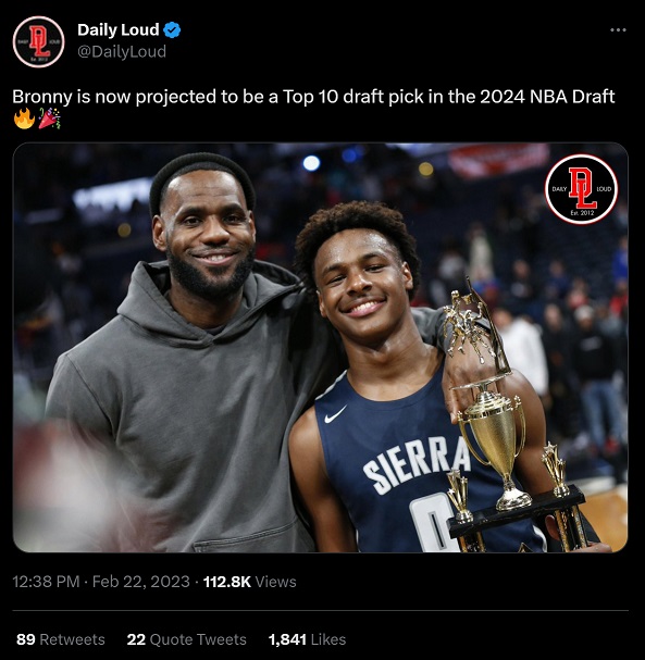 People are Shocked Bronny James is Projected to Be Top 10 Draft Pick in 2024 Draft Days After Disastrous Playoff Performance Against Notre Dame