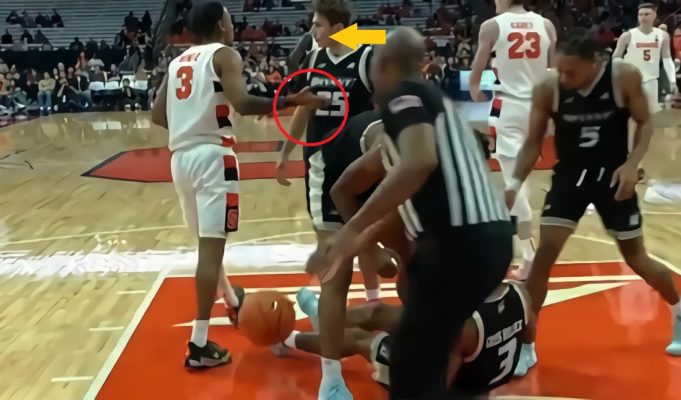 The Players and Team Staff Ejected for Fight During Bryant vs Syracuse after Judah Mintz Slaps Doug Edert Then Gets Slapped Back