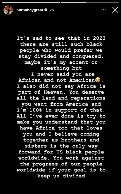 Burna Boy Responds to Backlash From the Black Community in America