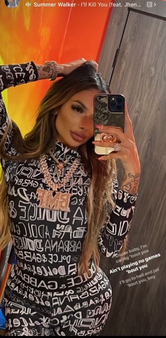 Celina Powell wearing Lil Meech BMF chain after tape leaked OnlyFans