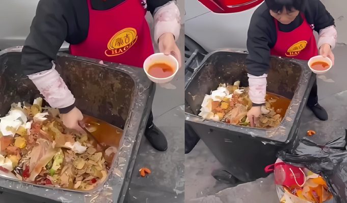 Video Showing a Chinese Restaurant Scooping Red Sauce Out Trash Can Has Foodies Shaken Up