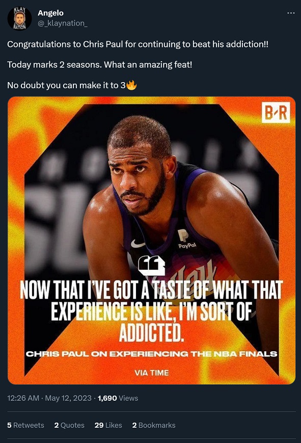 Social Media Congratulates Chris Paul on Beating His NBA Finals Addiction and Being 2 Years Sober After Nuggets Eliminate KD Suns
