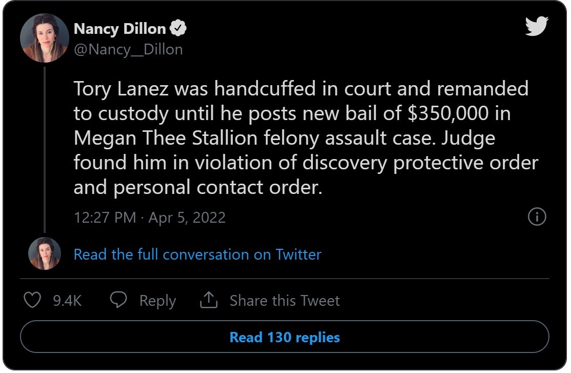 Reaction to Tory Lanez Arrested in Court and New Bail Set at $350K