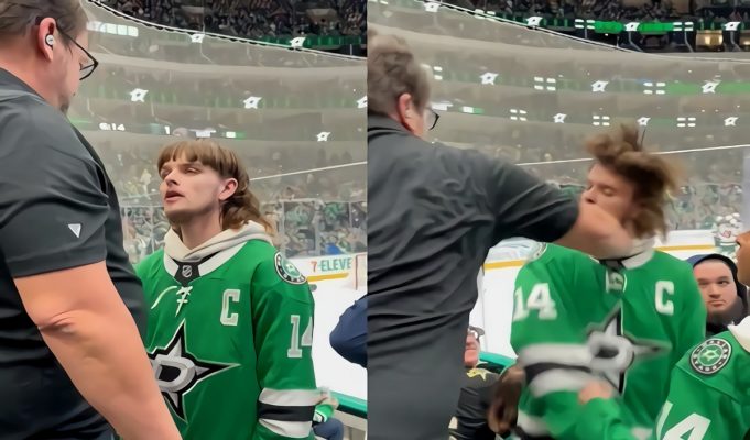 Mullet-Clad Racist Dallas Stars Fan Gets Knocked Out in Front His Girlfriend For Saying N-Word Racial Slur During Crowd Fight