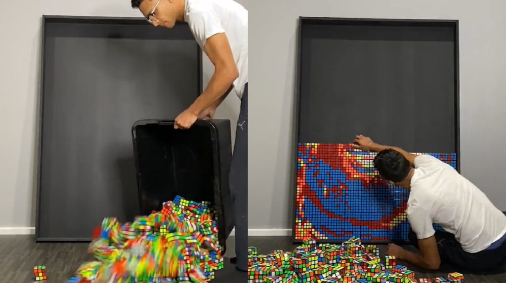 Dylan Sadiq 'The College Cuber' Picture of Damar Hamlin Made of Rubik's Cubes Amazes Social Media