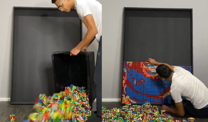 Here's How Long 'The College Cuber' Dylan Sadiq's Picture of Damar Hamlin Made of Rubik's Cubes Took to Complete