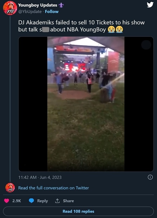 Video Showing Empty Crowd at DJ Akademiks' Live Show Sparks Viral Roast Session From NBA Youngboy Fans