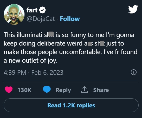 Doja Cat reaction to Evidence fueling Satanic Conspiracy Theory She Joined the Illuminati's Purple Eye Society Club