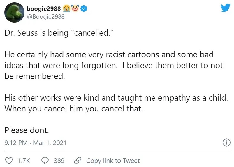 Reaction to Dr. Seuss racist books being banned