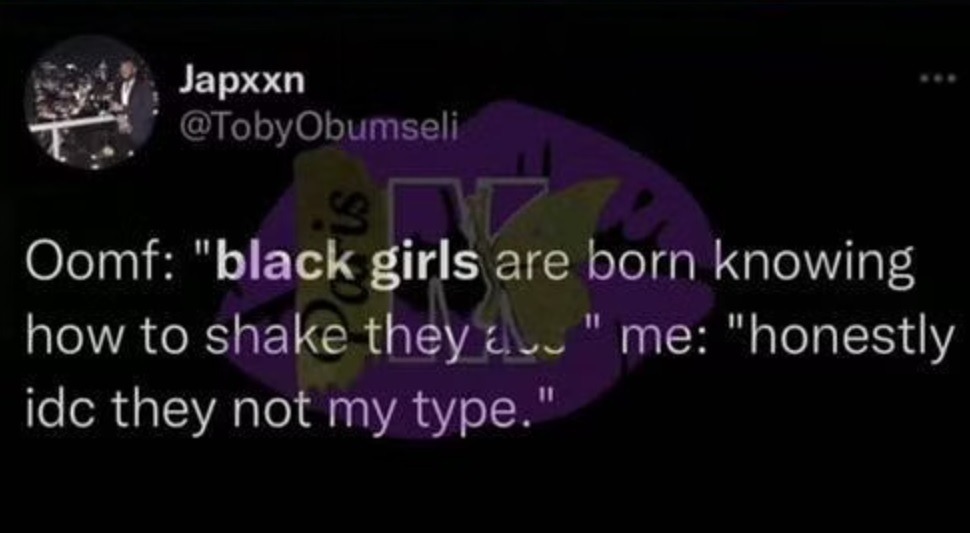 Photo of Christian Toby Obumseli's racist tweets about Black Women.