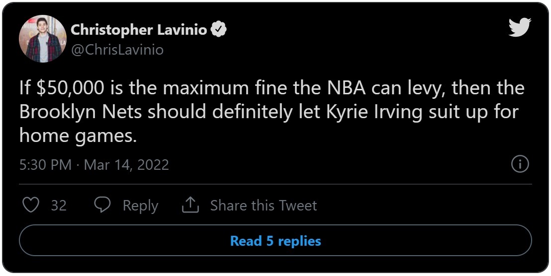 Social Media Criticizes NYC Mayor Eric Adams After Nets Fined $50K for Letting Kyrie Irving Enter Locker Room. Details on Why Nets Were Fined $50K for Letting Kyrie Irving Enter Locker Room.