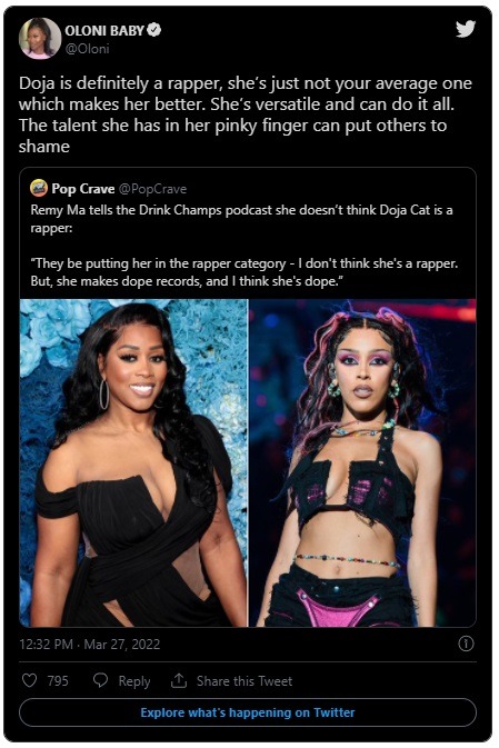 Reaction to Remy Ma Saying Doja Cat Isn't a Rapper