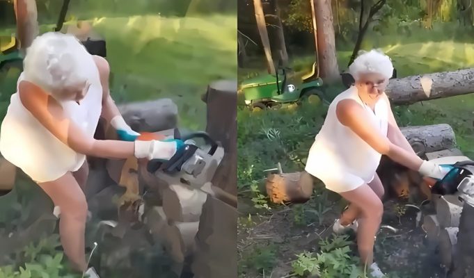Grandmother with 9 Lives Narrowly Survives Getting Crushed by a Tree While Cutting it Down in Viral Video
