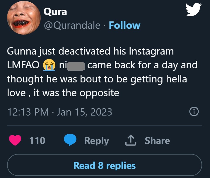 Gunna deactivates Instagram after Meek Mill and Lil Baby unfollow him for snitching allegations