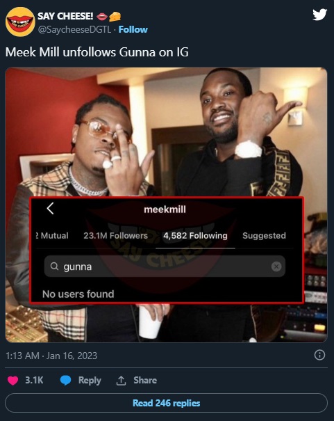 Gunna deactivates Instagram after Meek Mill and Lil Baby unfollow him