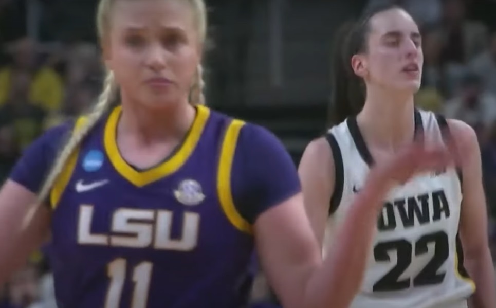 LSU Player Hailey Van Lith and Angel Reese Reacting with Michael Jordan Shoulder Shrugs to Caitlin Clark Hitting Threes on Them Goes Viral