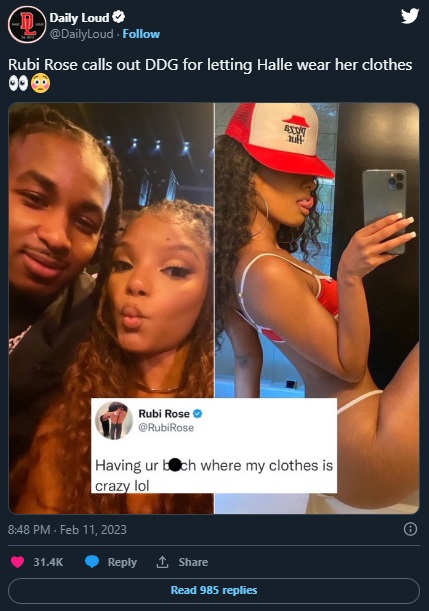 Did Halle Wear Rubi Rose's Clothes? Video Allegedly Showing DDG Locking Rubi Rose Out His House Trends After She Disses Halle