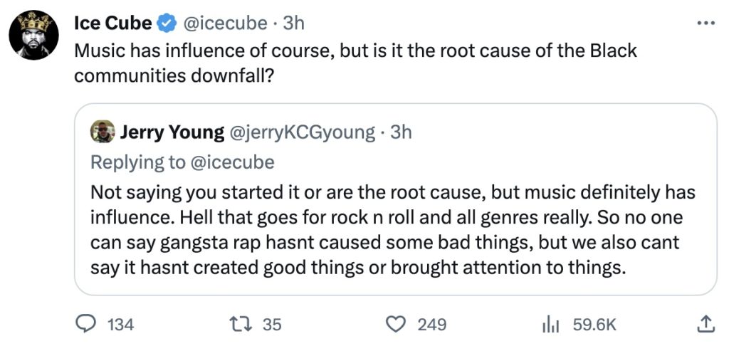 Ice Cube Responds to Twitter Thread Blaming NWA For Destroying the Black Community