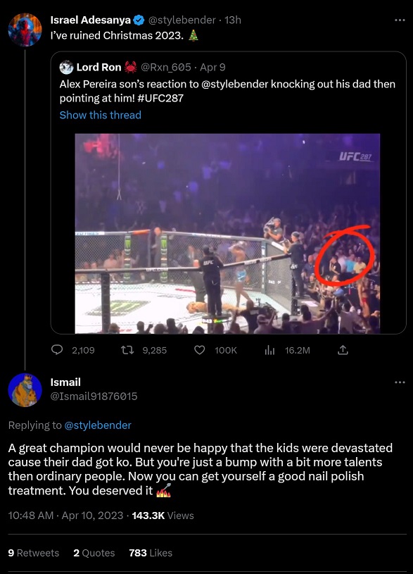 Does Israel Adesanya Have Beef with Alex Pereira's Son? Recent Tweet Sparks Backlash from UFC Fans