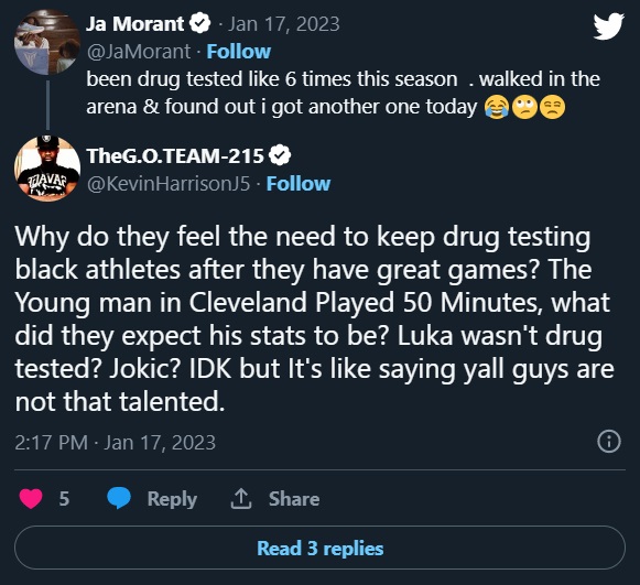 Ja Morant Drug Test Complaint Fuels Racism Conspiracy Theory NBA is Targeting Black Players Who are Super Athletic