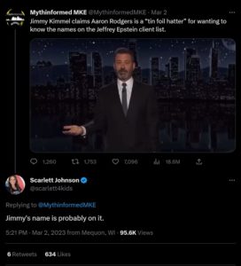 Conspiracy Theory Jimmy Kimmel Is on Jeffrey Epstein's Client List