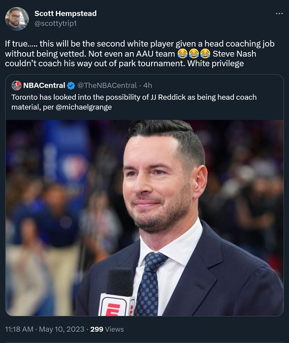 'White Privilege' Allegations Trend After JJ Redick Announced as Head Coach Candidate for Raptors