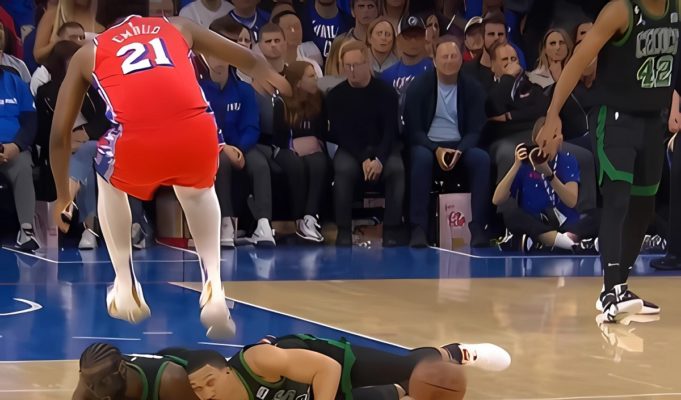 Grant Williams Miraculously Survives Joel Embiid Accidentally Stepping on His Head While Landing From a Jump